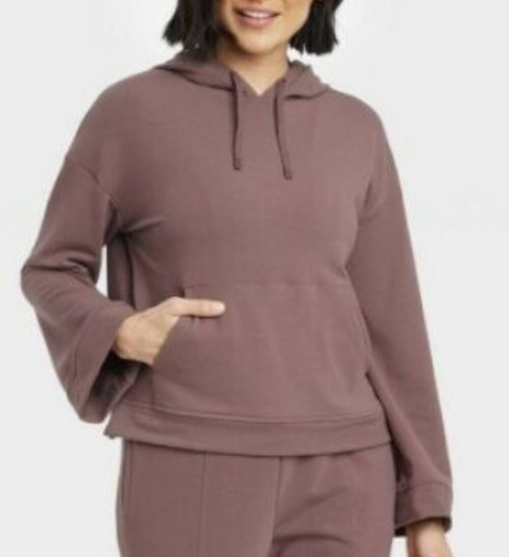 ALL IN MOTION XXL 2X plus brown mauve bell sleeve hoodie sweatshirt NWT B43